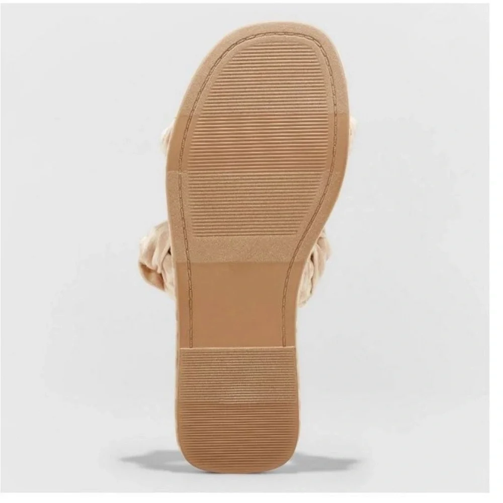 NWOT Universal Thread Meg Knotted Slide Sandals Almond Brown Women’s Size 6 - Picture 3 of 9